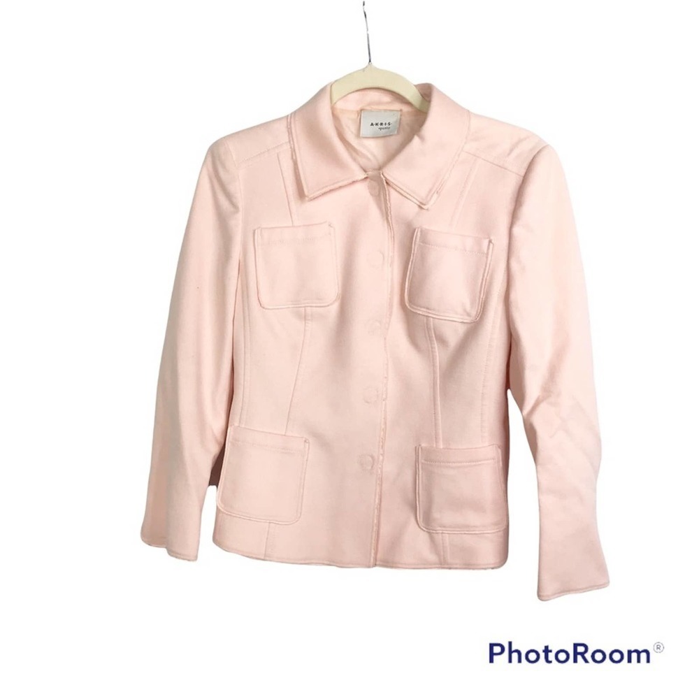 Akris pale pink button front wool coat size 6